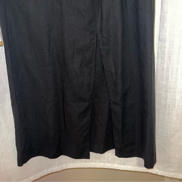 NWT The Workshop Black Linen Spaghetti Strap Dress M Lace up Back with Slit - Picture 8 of 11